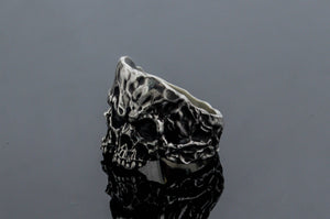 Twins Skull Ring Sterling Silver Unique Biker Jewelry - vikingworkshop