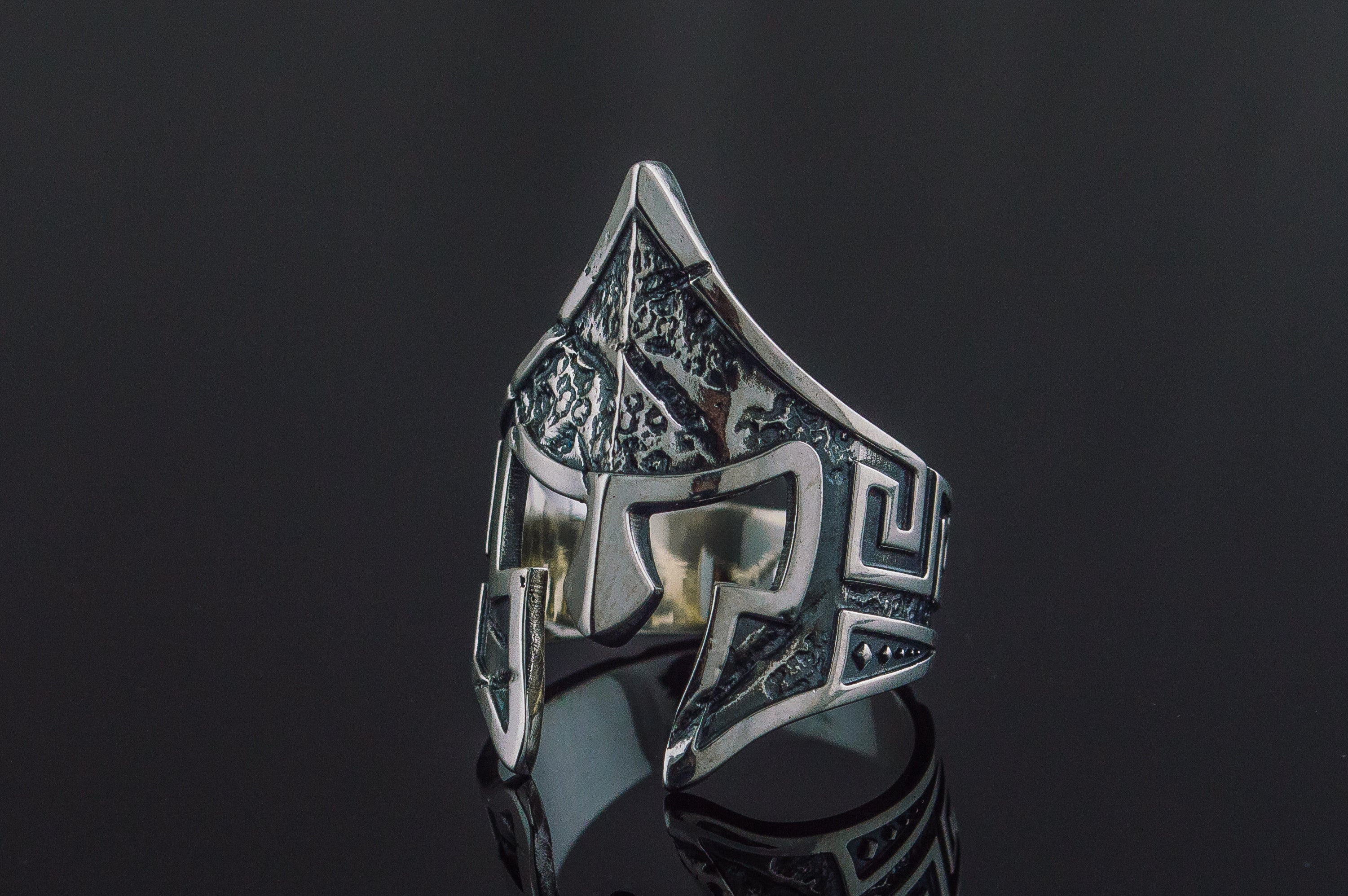 Spartan Helmet Ring Sterling Silver Unique Handmade Jewelry - vikingworkshop