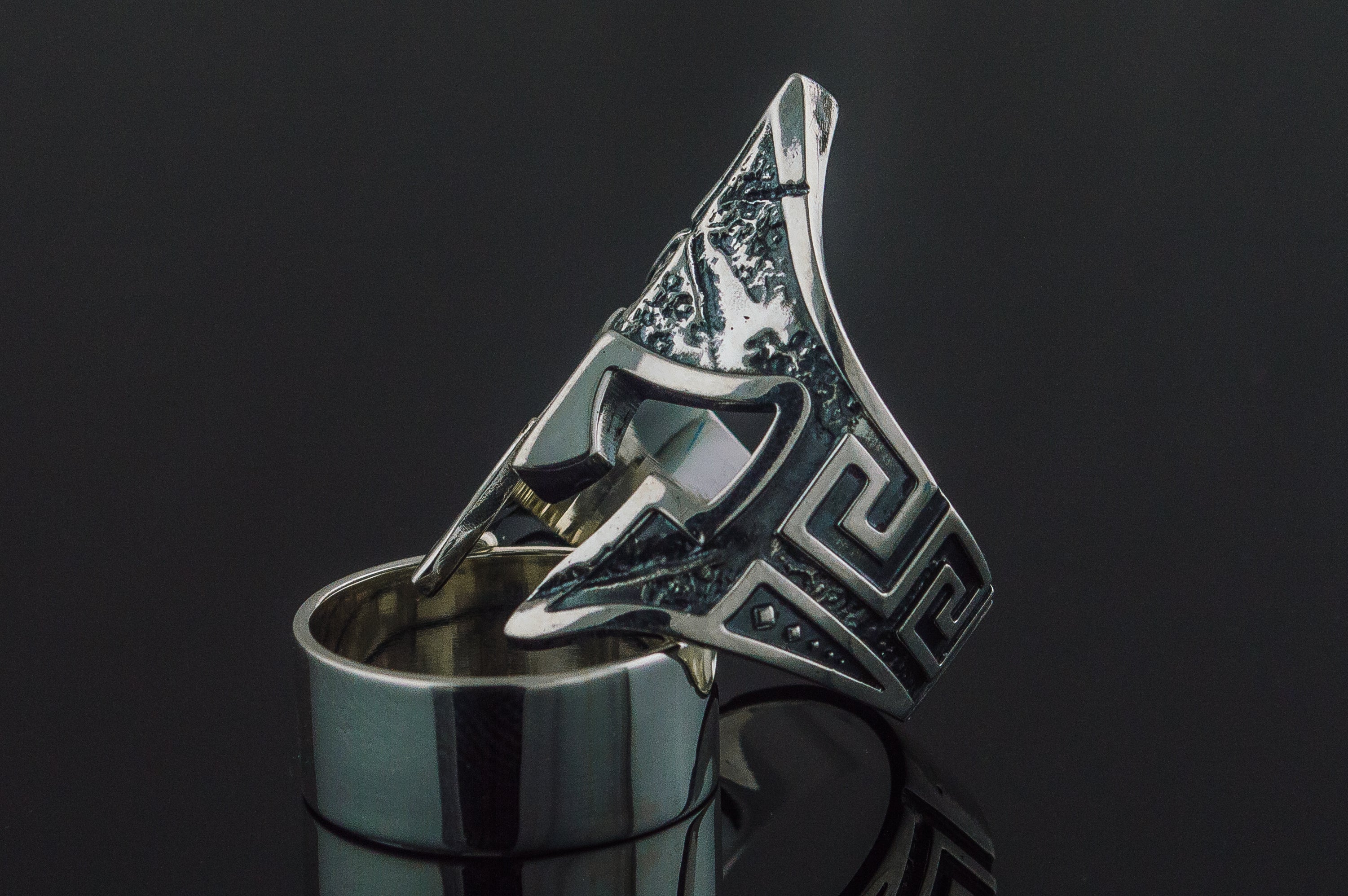 Spartan Helmet Ring Sterling Silver Unique Handmade Jewelry - vikingworkshop