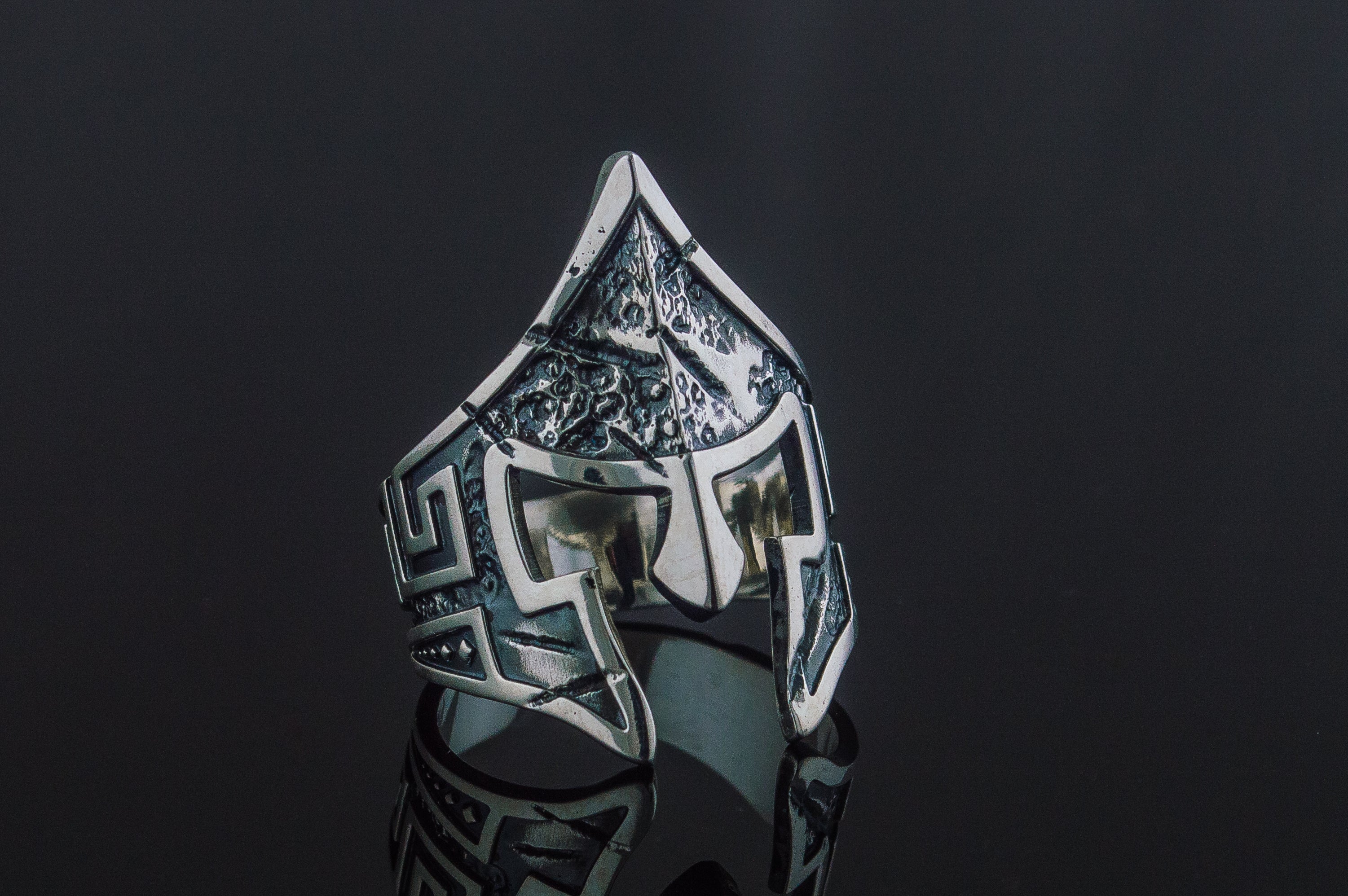 Spartan Helmet Ring Sterling Silver Unique Handmade Jewelry - vikingworkshop