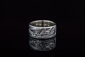 Ring with Dragon Symbol Sterling Silver Handmade Jewelry - vikingworkshop