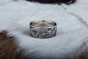 Ring with Dragon Symbol Sterling Silver Handmade Jewelry - vikingworkshop