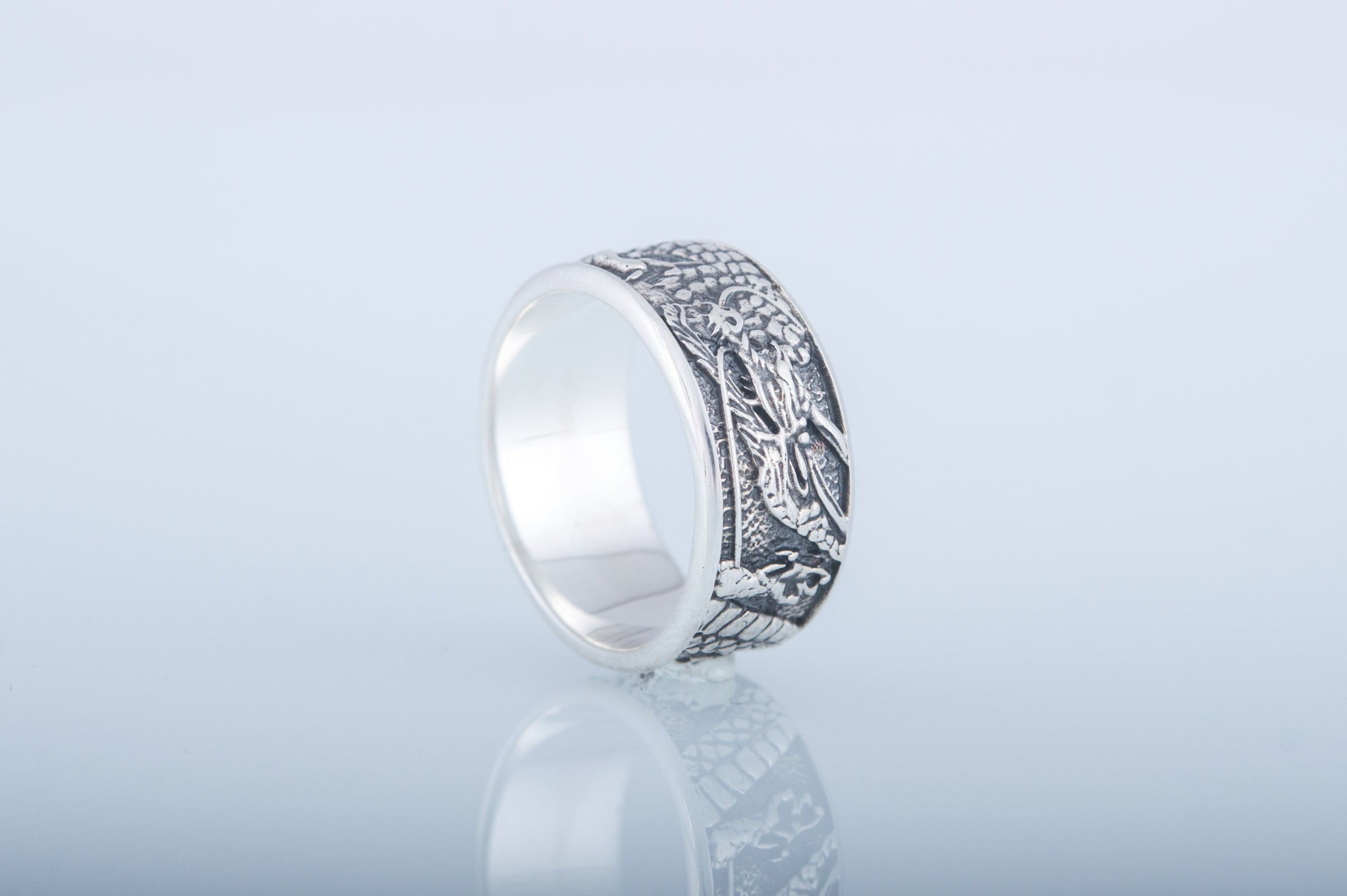 Ring with Dragon Symbol Sterling Silver Handmade Jewelry - vikingworkshop