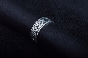 Norse Ornament Ring Sterling Silver Unique Handmade Jewelry - vikingworkshop