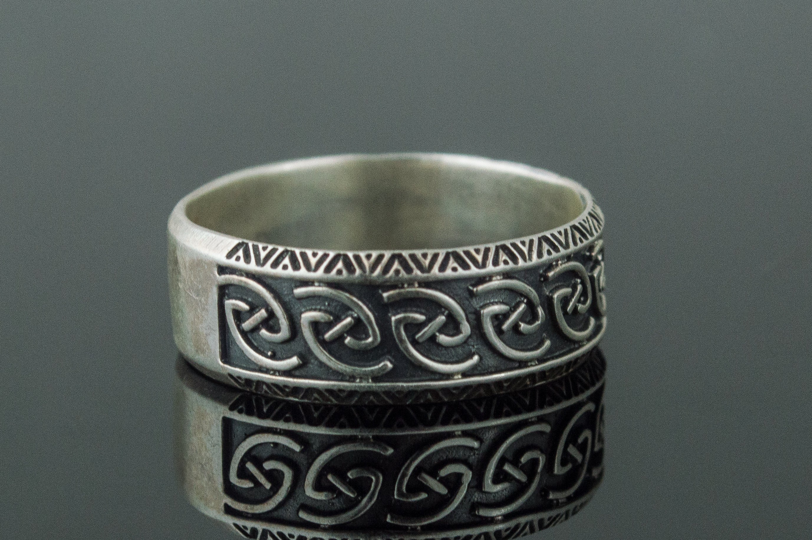 Unique Ornament Ring Sterling Silver Norse Jewelry - vikingworkshop