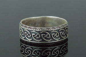 Unique Ornament Ring Sterling Silver Norse Jewelry - vikingworkshop