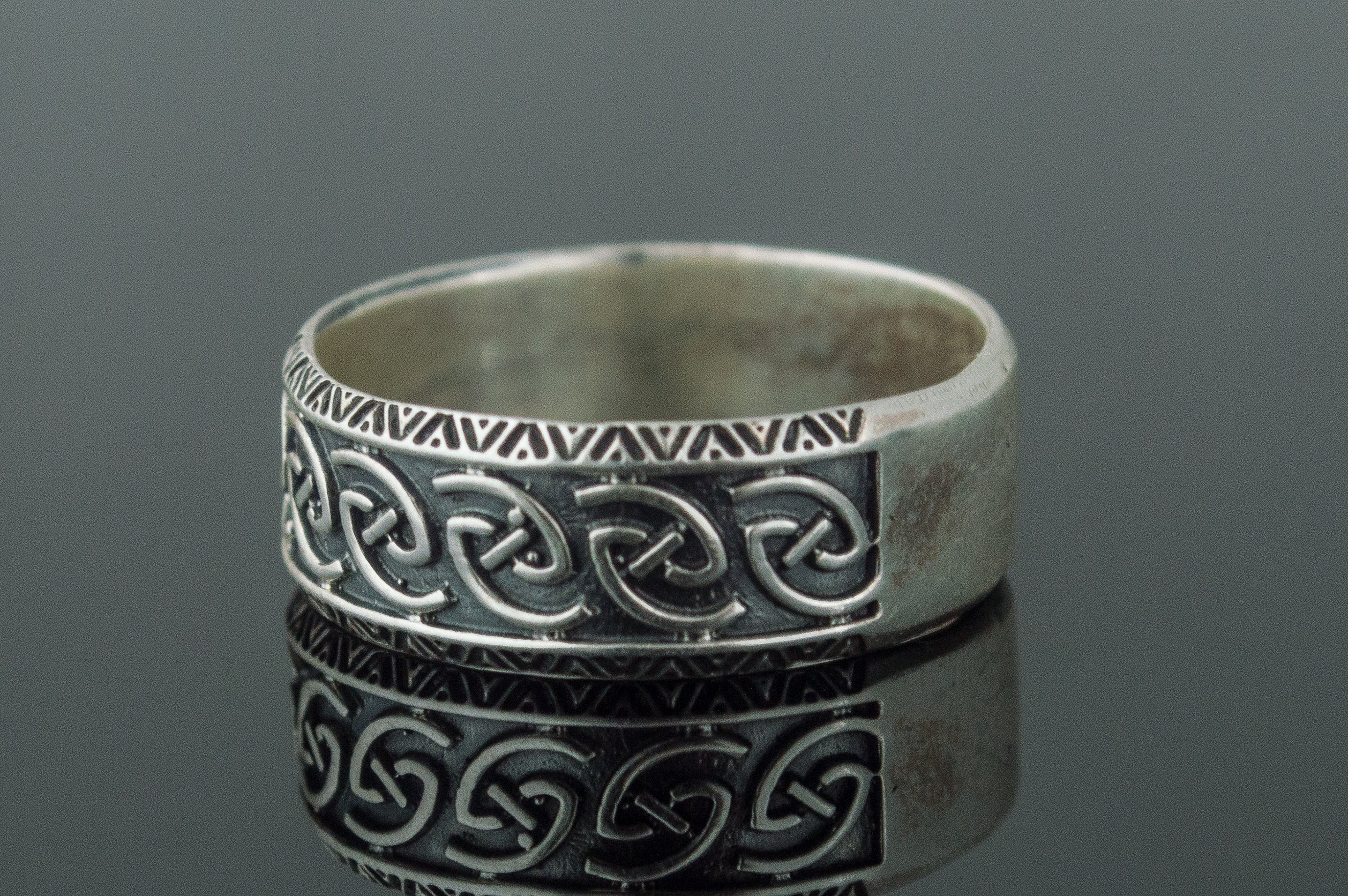 Unique Ornament Ring Sterling Silver Norse Jewelry - vikingworkshop