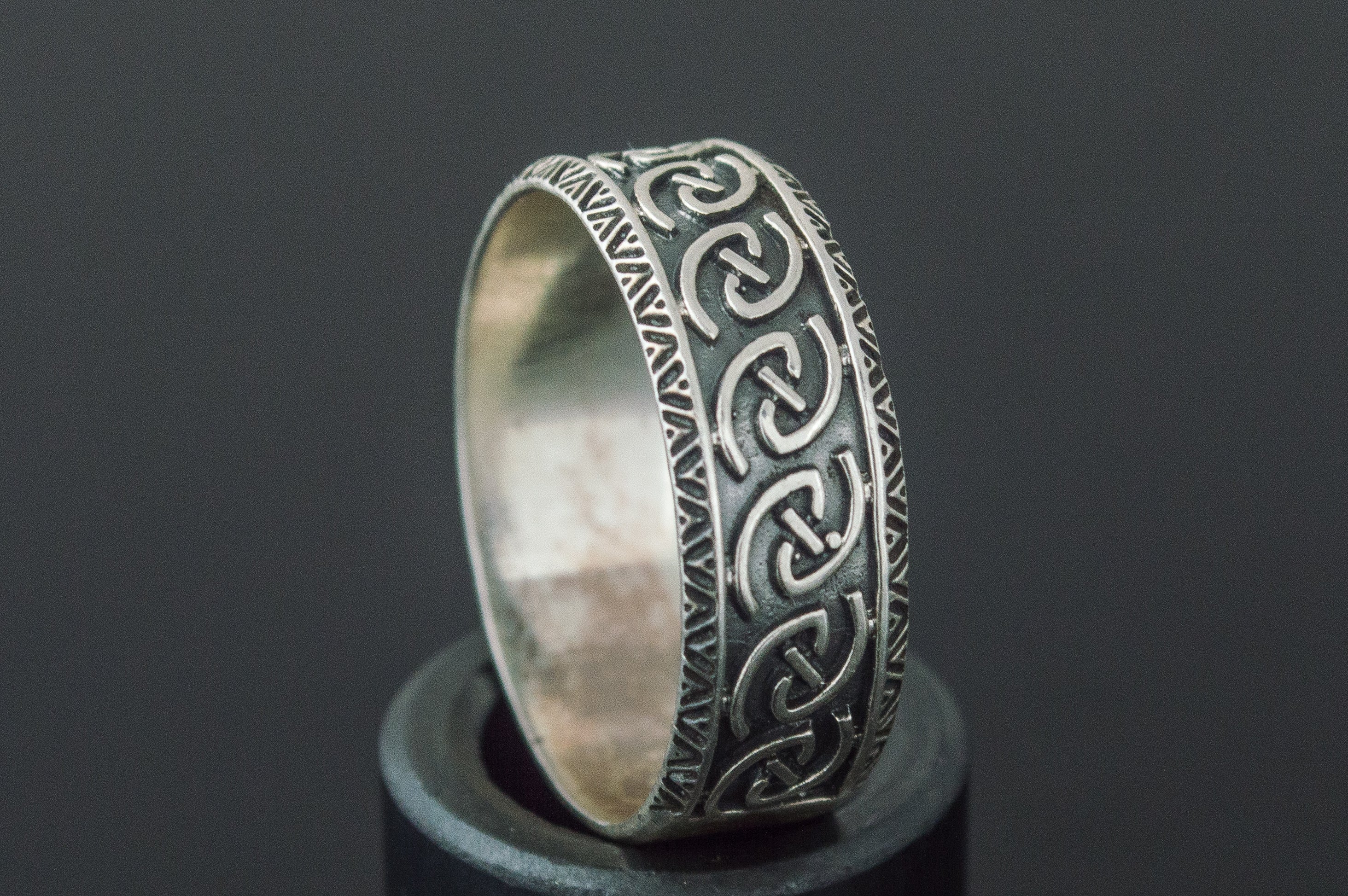 Unique Ornament Ring Sterling Silver Norse Jewelry - vikingworkshop