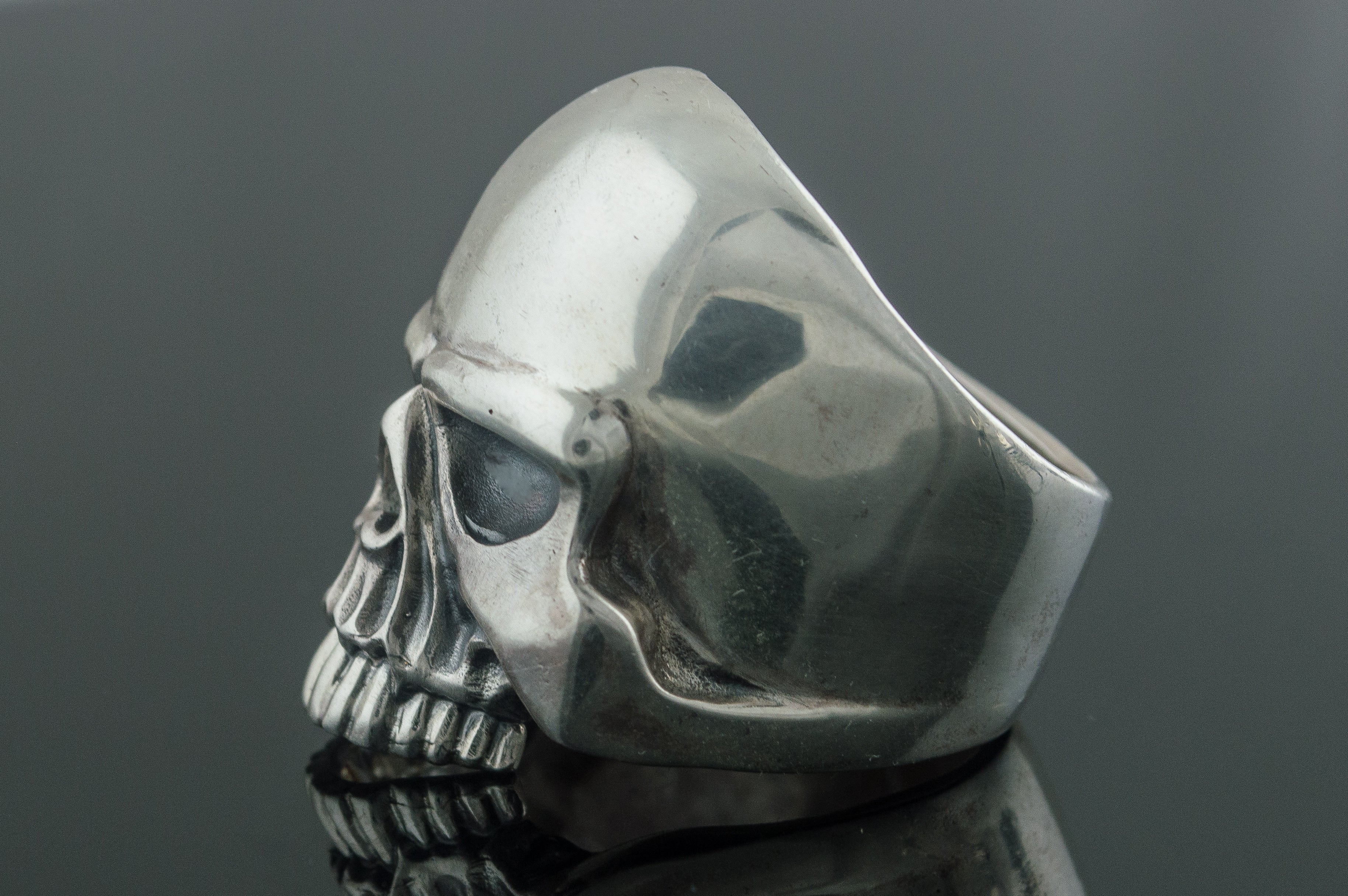 Skull Ring Sterling Silver Unique Biker Jewelry - vikingworkshop