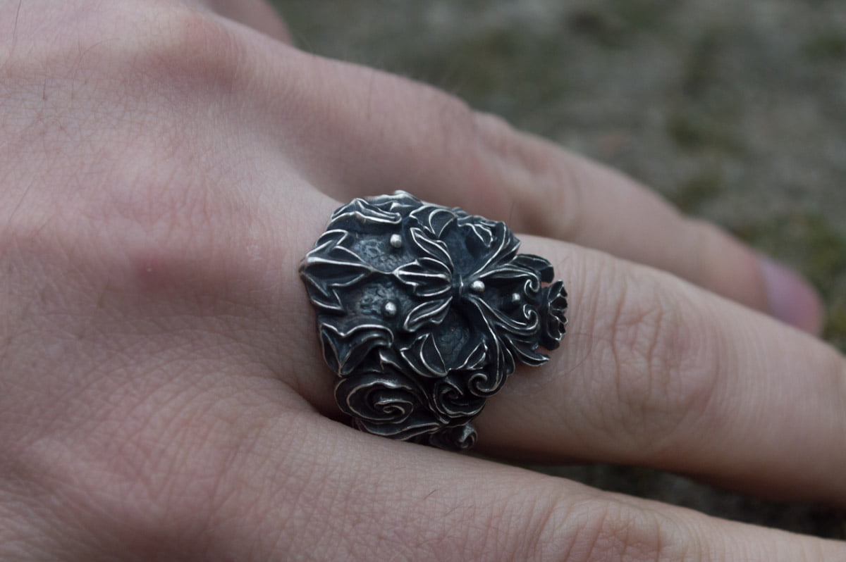 Unique Skull Ring Sterling Silver Handmade Jewelry - vikingworkshop