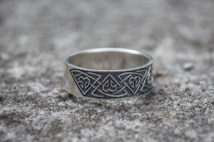 Ring with Norse Ornament Sterling Silver Viking Jewelry - vikingworkshop