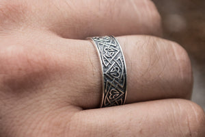 Ring with Norse Ornament Sterling Silver Viking Jewelry - vikingworkshop