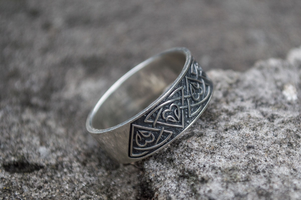 Ring with Norse Ornament Sterling Silver Viking Jewelry - vikingworkshop