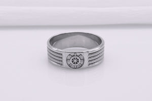 950 Platinum Ring with Handweel Symbol Ornament Style Handmade Jewelry - vikingworkshop