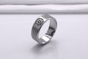 950 Platinum Ring with Handweel Symbol Ornament Style Handmade Jewelry - vikingworkshop