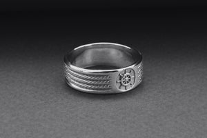 950 Platinum Ring with Handweel Symbol Ornament Style Handmade Jewelry - vikingworkshop