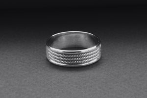 950 Platinum Ring with Handweel Symbol Ornament Style Handmade Jewelry - vikingworkshop