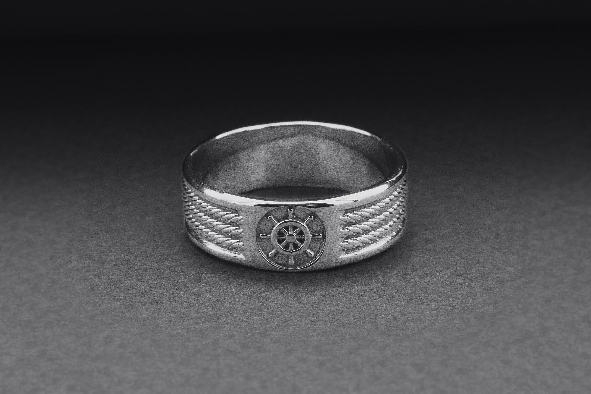 950 Platinum Ring with Handweel Symbol Ornament Style Handmade Jewelry - vikingworkshop