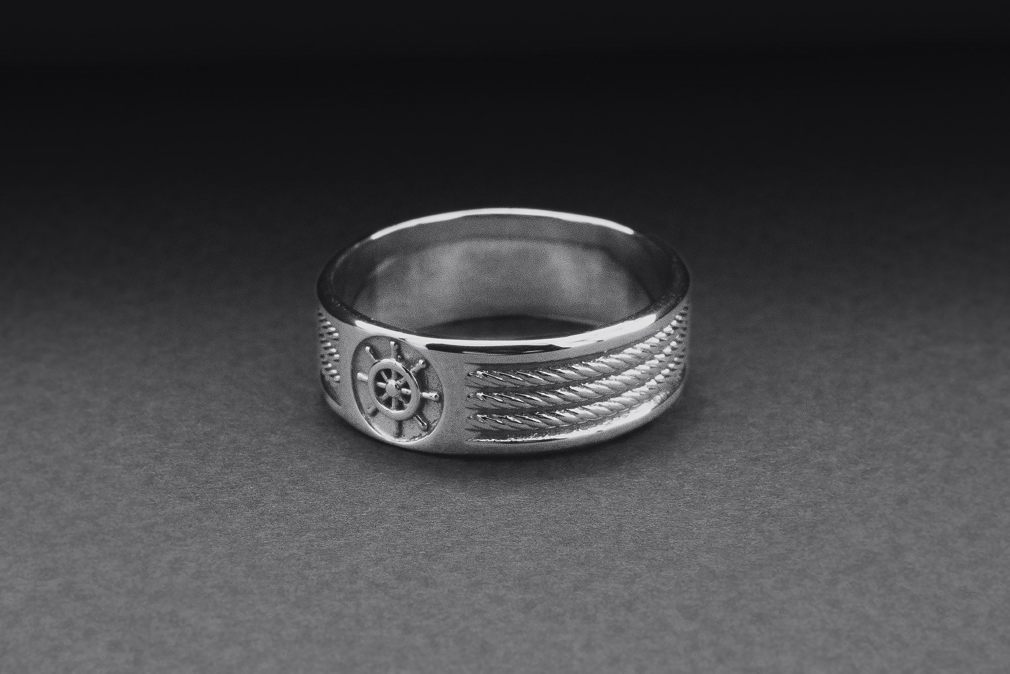 950 Platinum Ring with Handweel Symbol Ornament Style Handmade Jewelry - vikingworkshop