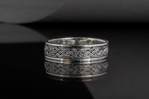 Ring with Ornament Sterling Silver Viking Jewelry - vikingworkshop