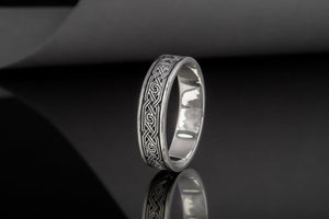 Ring with Ornament Sterling Silver Viking Jewelry - vikingworkshop