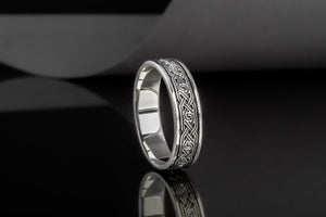 Ring with Ornament Sterling Silver Viking Jewelry - vikingworkshop