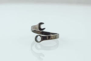 Spanner Ring Ruthenium Plated Sterling Silver Unique Black Limited Edition Jewelry - vikingworkshop