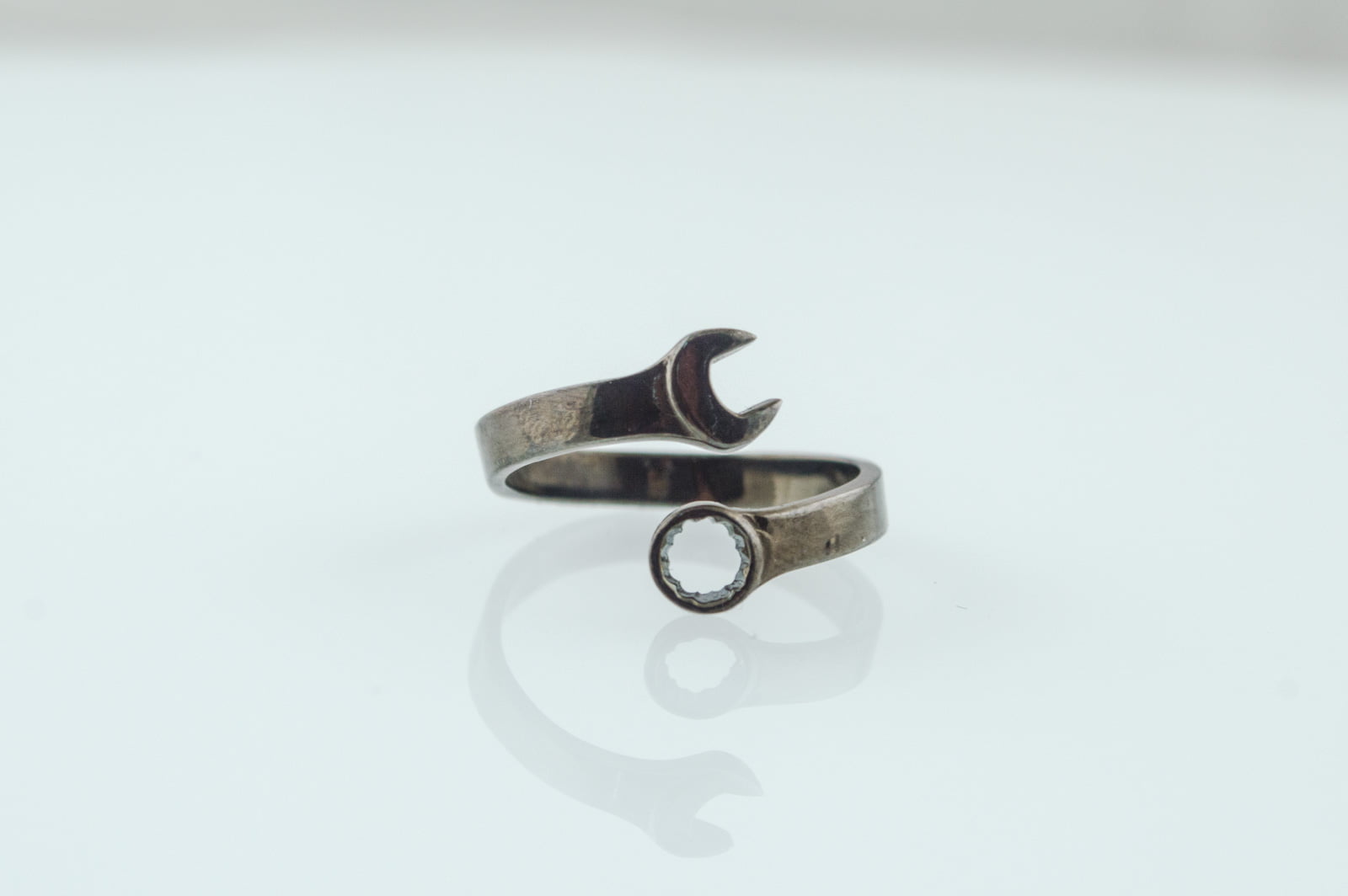 Spanner Ring Ruthenium Plated Sterling Silver Unique Black Limited Edition Jewelry - vikingworkshop