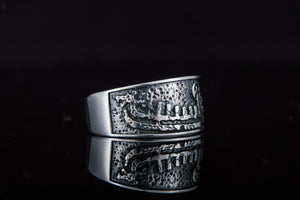 Ring with Drakkar Symbol Sterling Silver Handcrafted Norse Jewelry - vikingworkshop