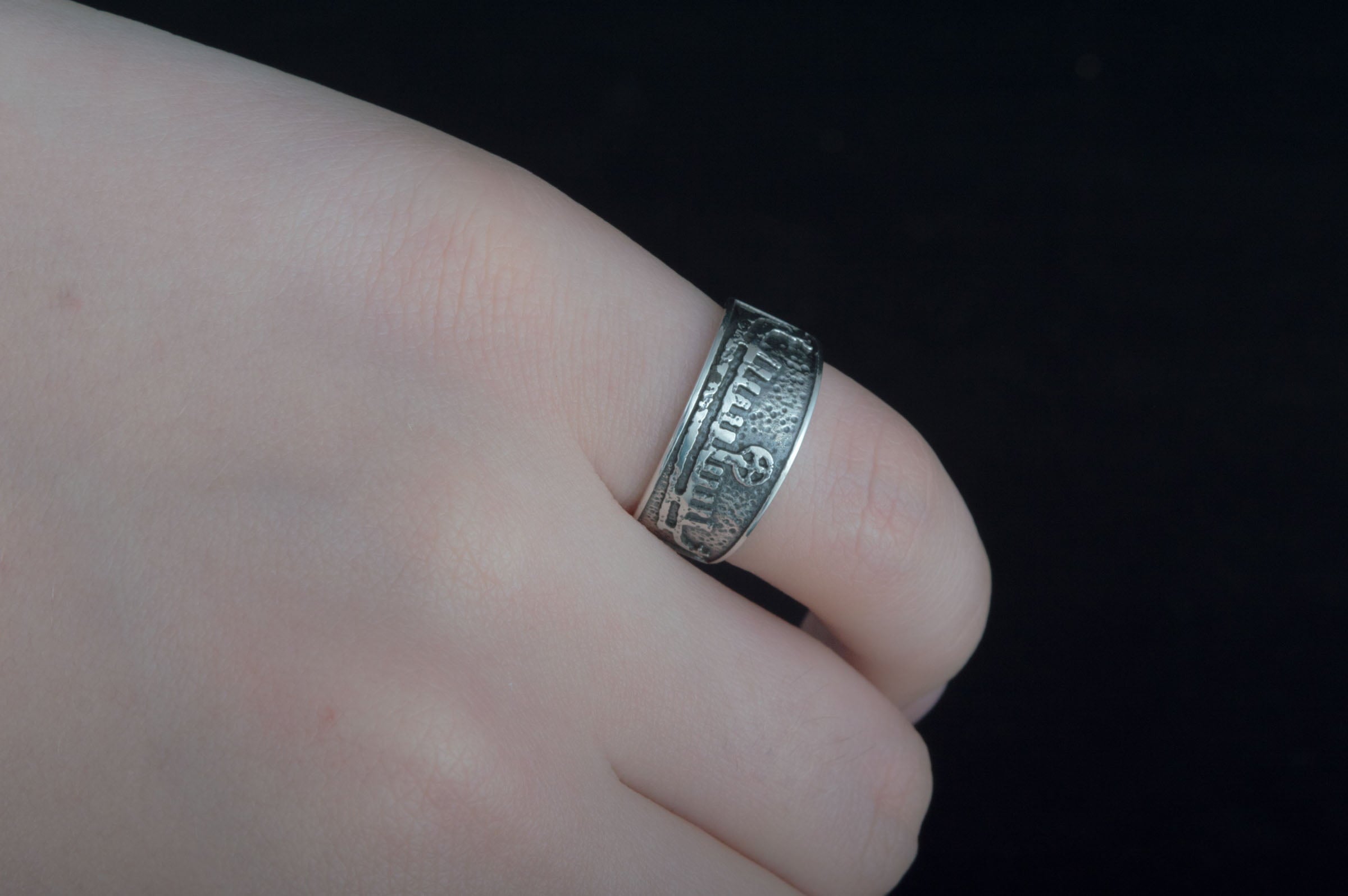 Ring with Drakkar Symbol Sterling Silver Handcrafted Norse Jewelry - vikingworkshop