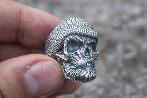 Skull Biker Ring Sterling Silver Unique Handmade Jewelry - vikingworkshop