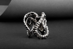 Ram Skull Ring Ruthenium Plated Sterling Silver Unique Black Limited Edition Jewelry - vikingworkshop