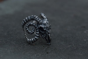 Ram Skull Ring Sterling Silver Unique Handmade Jewelry - vikingworkshop