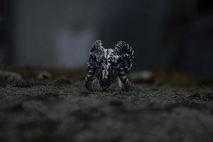 Ram Skull Ring Sterling Silver Unique Handmade Jewelry - vikingworkshop