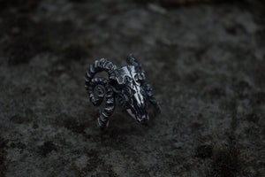 Ram Skull Ring Sterling Silver Unique Handmade Jewelry - vikingworkshop