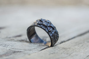 Ring with Jolly Roger Symbol Sterling Silver Ruthenium Plated Unique Jewelry - vikingworkshop