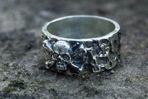 Ring with Jolly Roger Symbol Sterling Silver Unique Jewelry - vikingworkshop