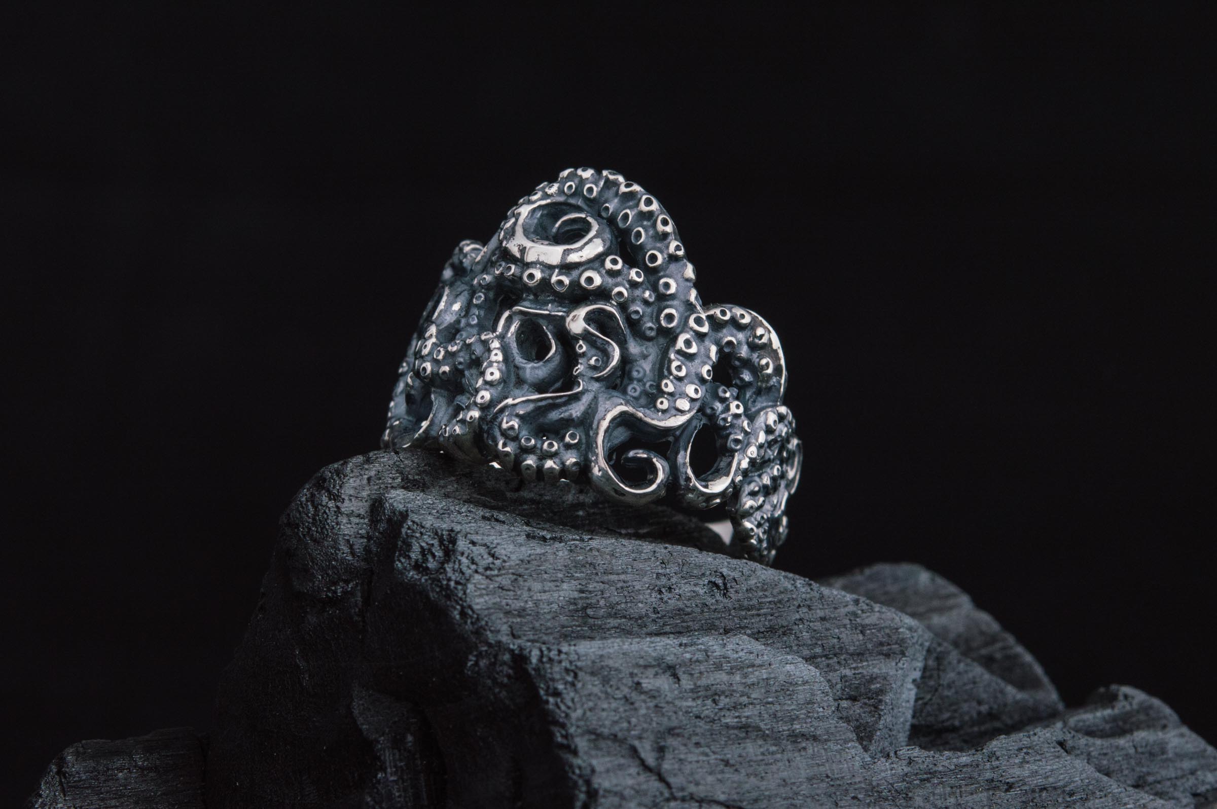 Kraken Symbol Ring Unique Animal Sterling Silver Unique Jewelry - vikingworkshop