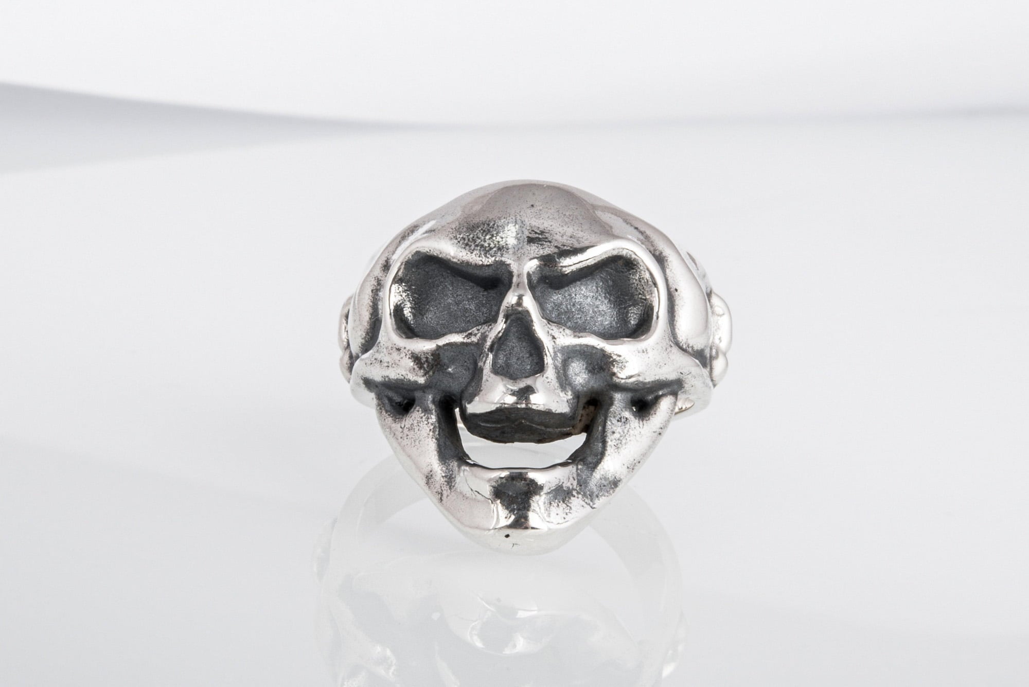 Skull Ring Sterling Silver Unique Handcrafted Biker Jewelry - vikingworkshop