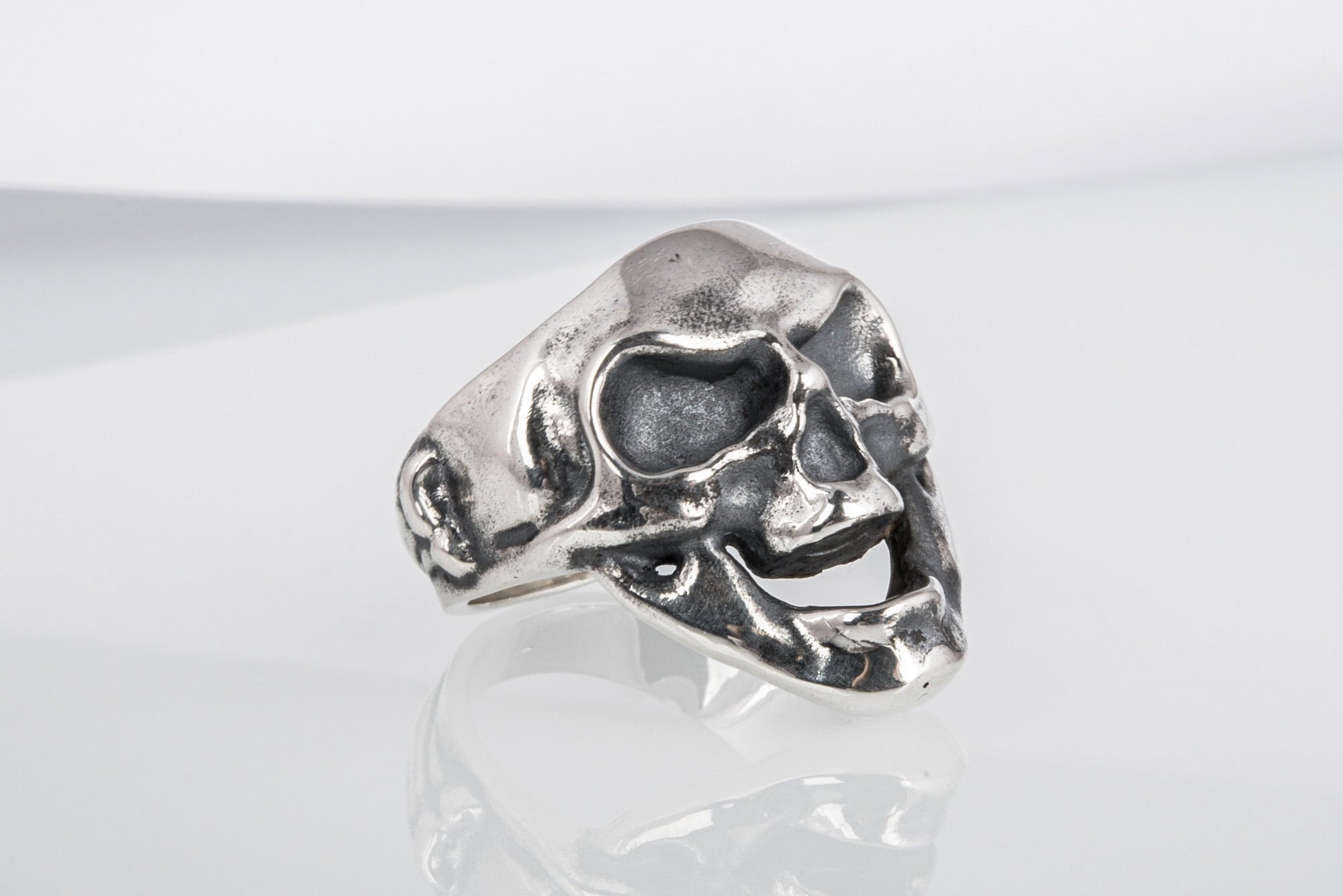 Skull Ring Sterling Silver Unique Handcrafted Biker Jewelry - vikingworkshop