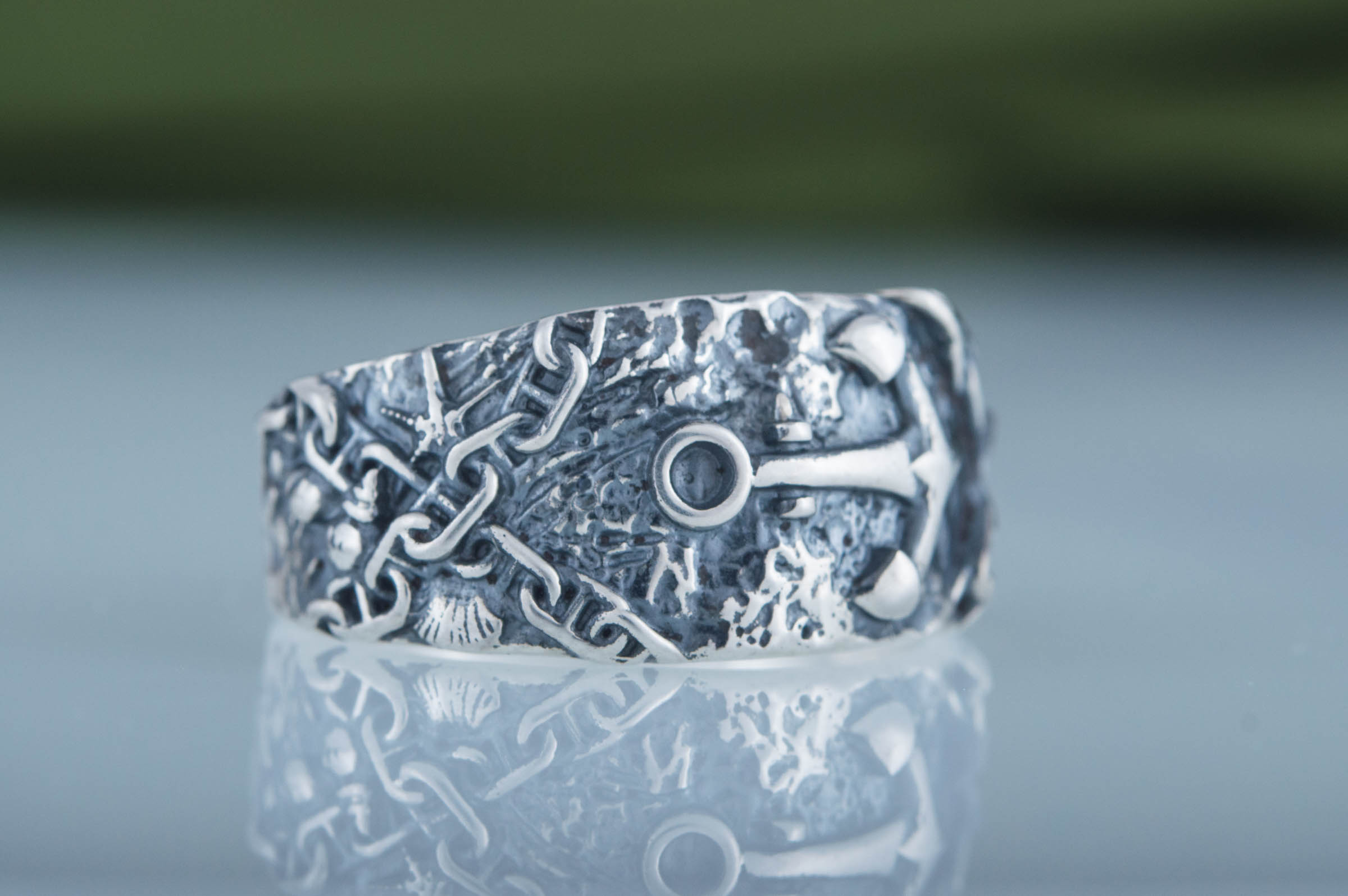 Ring with Anchor Symbol Sterling Silver Handmade Unique Jewelry - vikingworkshop