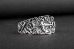 Unique Ring with Anchor Symbol Sterling Silver Handcrafted Jewelry - vikingworkshop