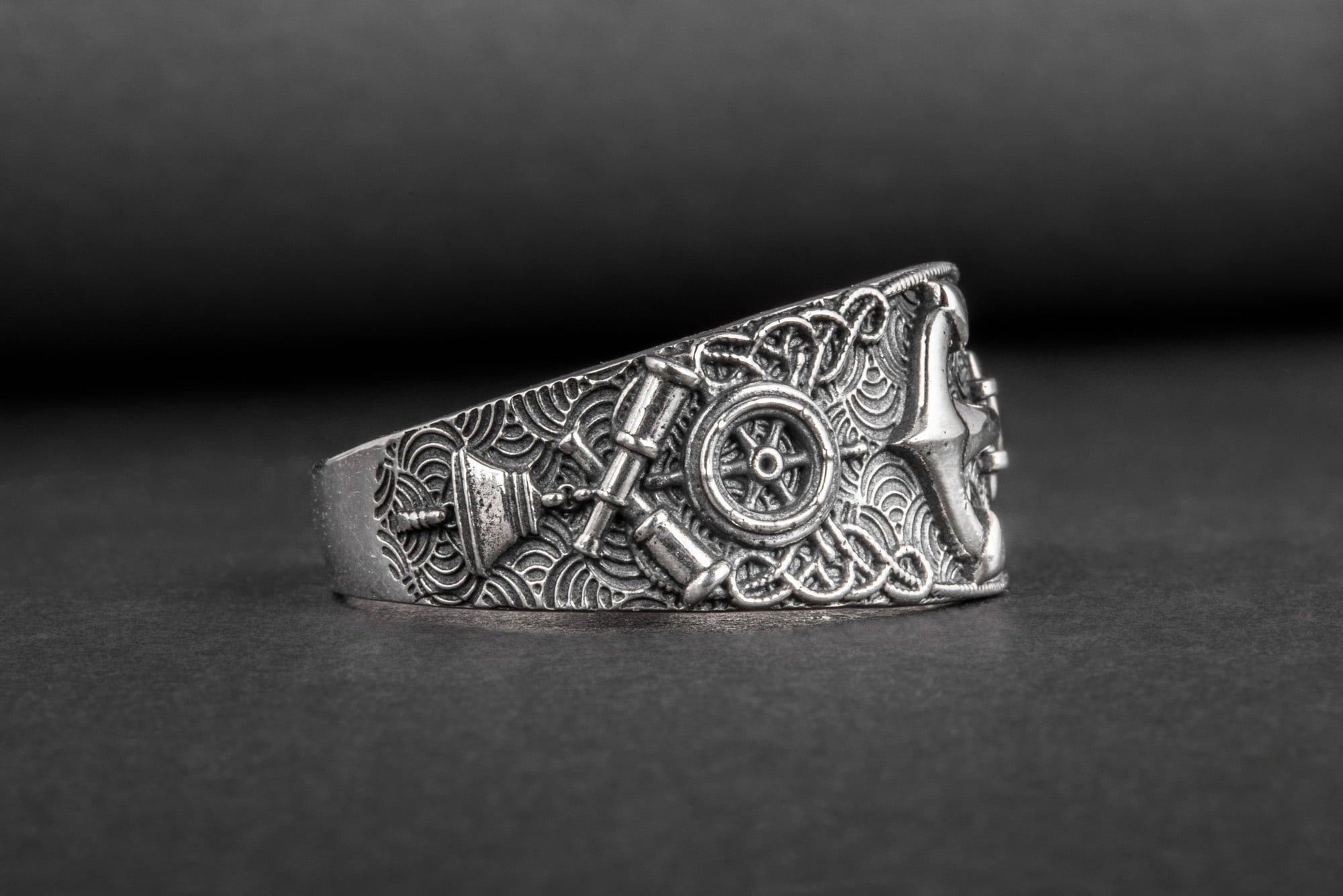 Unique Ring with Anchor Symbol Sterling Silver Handcrafted Jewelry - vikingworkshop