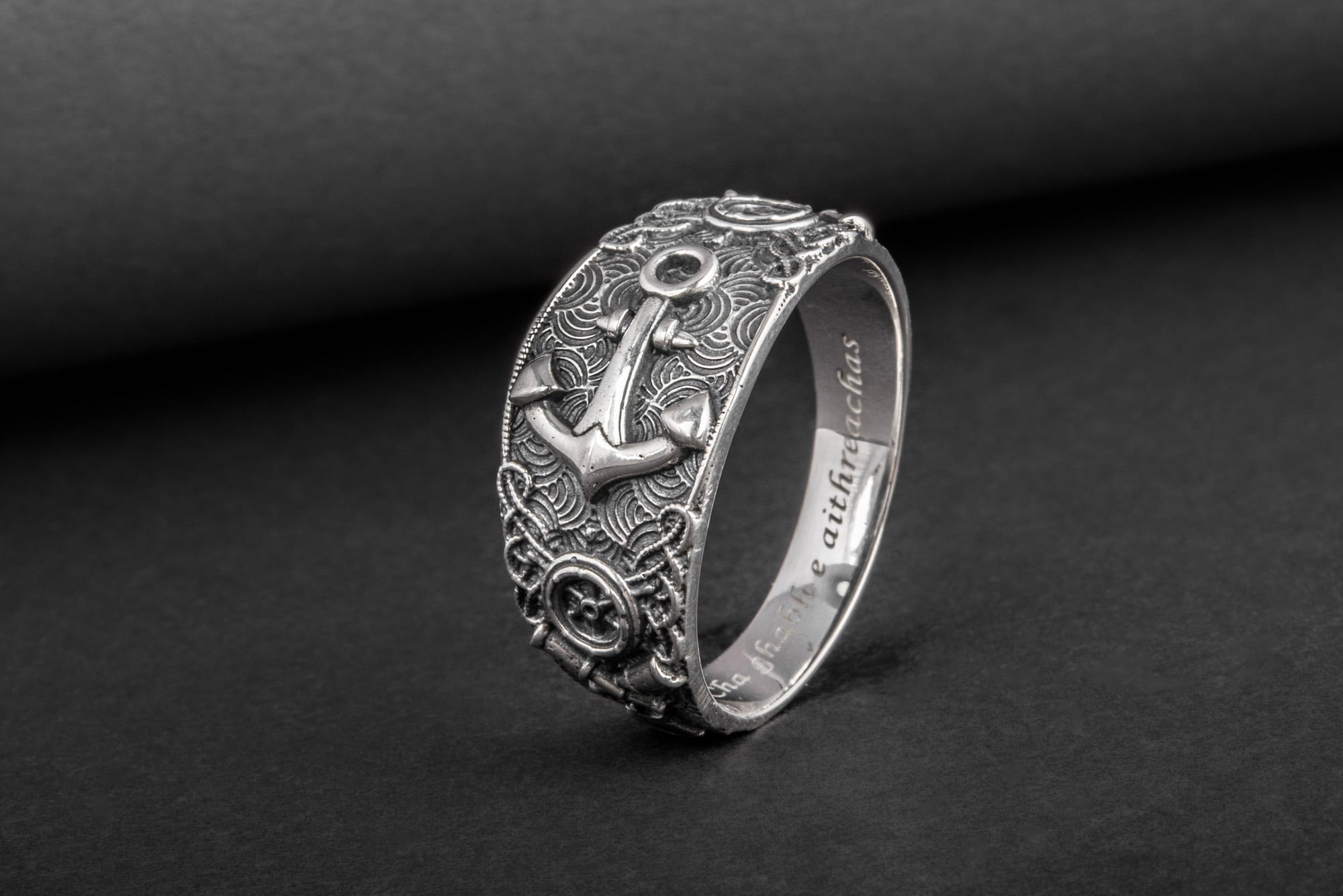 Unique Ring with Anchor Symbol Sterling Silver Handcrafted Jewelry - vikingworkshop