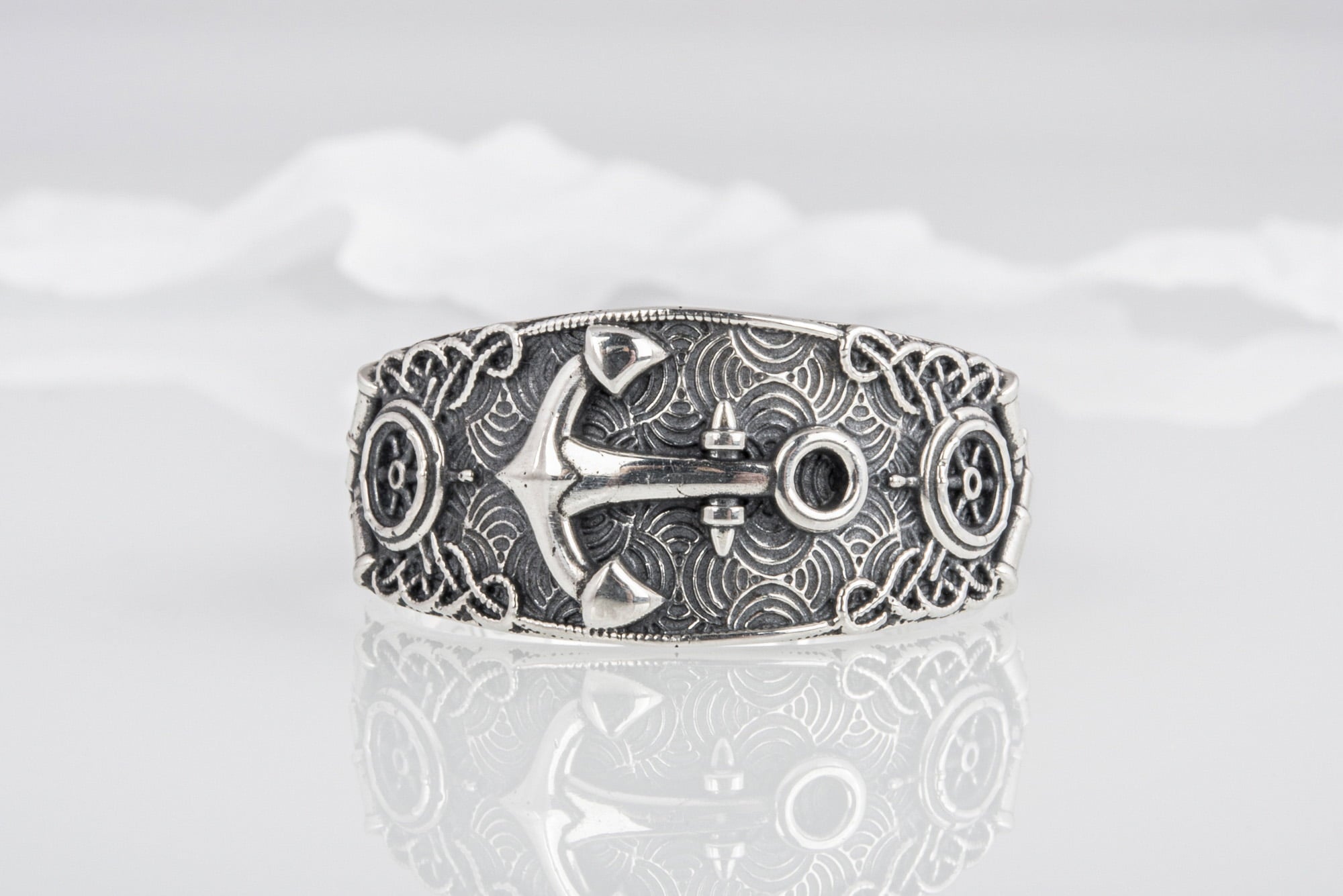 Unique Ring with Anchor Symbol Sterling Silver Handcrafted Jewelry - vikingworkshop