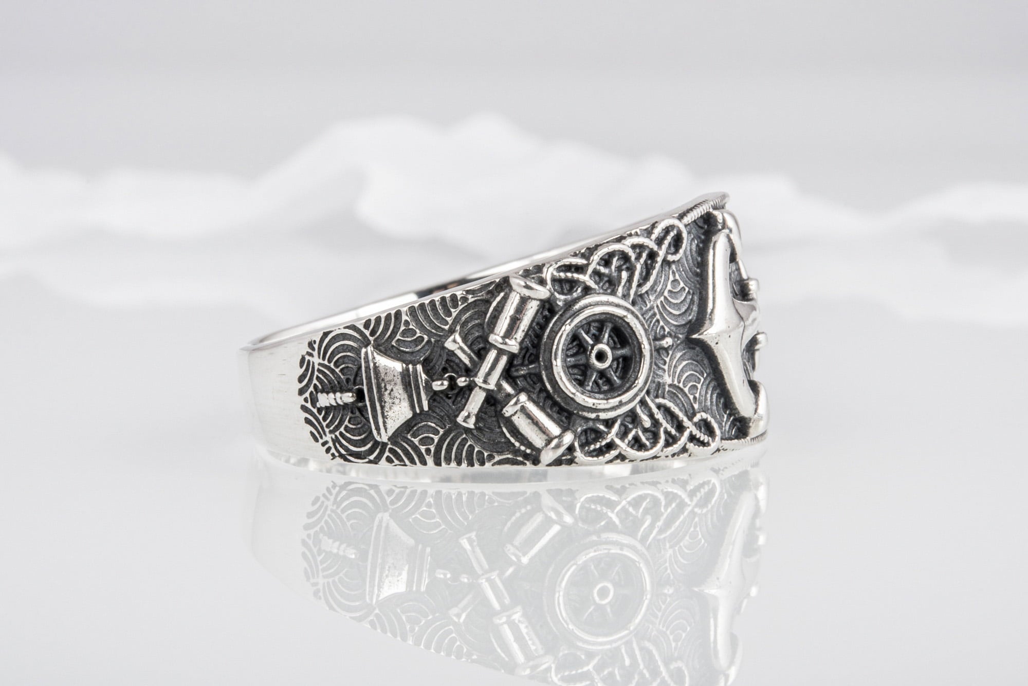 Unique Ring with Anchor Symbol Sterling Silver Handcrafted Jewelry - vikingworkshop