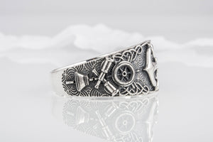 Unique Ring with Anchor Symbol Sterling Silver Handcrafted Jewelry - vikingworkshop