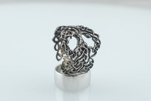 Yggdrasil Ring with Ornament Ruthenium Plated Sterling Silver Unique Black Limited Edition Norse Jewelry - vikingworkshop