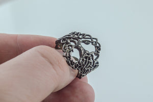 Yggdrasil Ring with Ornament Ruthenium Plated Sterling Silver Unique Black Limited Edition Norse Jewelry - vikingworkshop