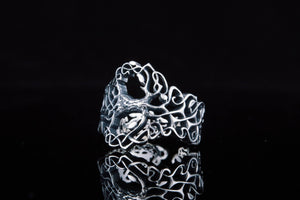 Yggdrasil Ring with Ornament Sterling Silver Unique Norse Jewelry - vikingworkshop